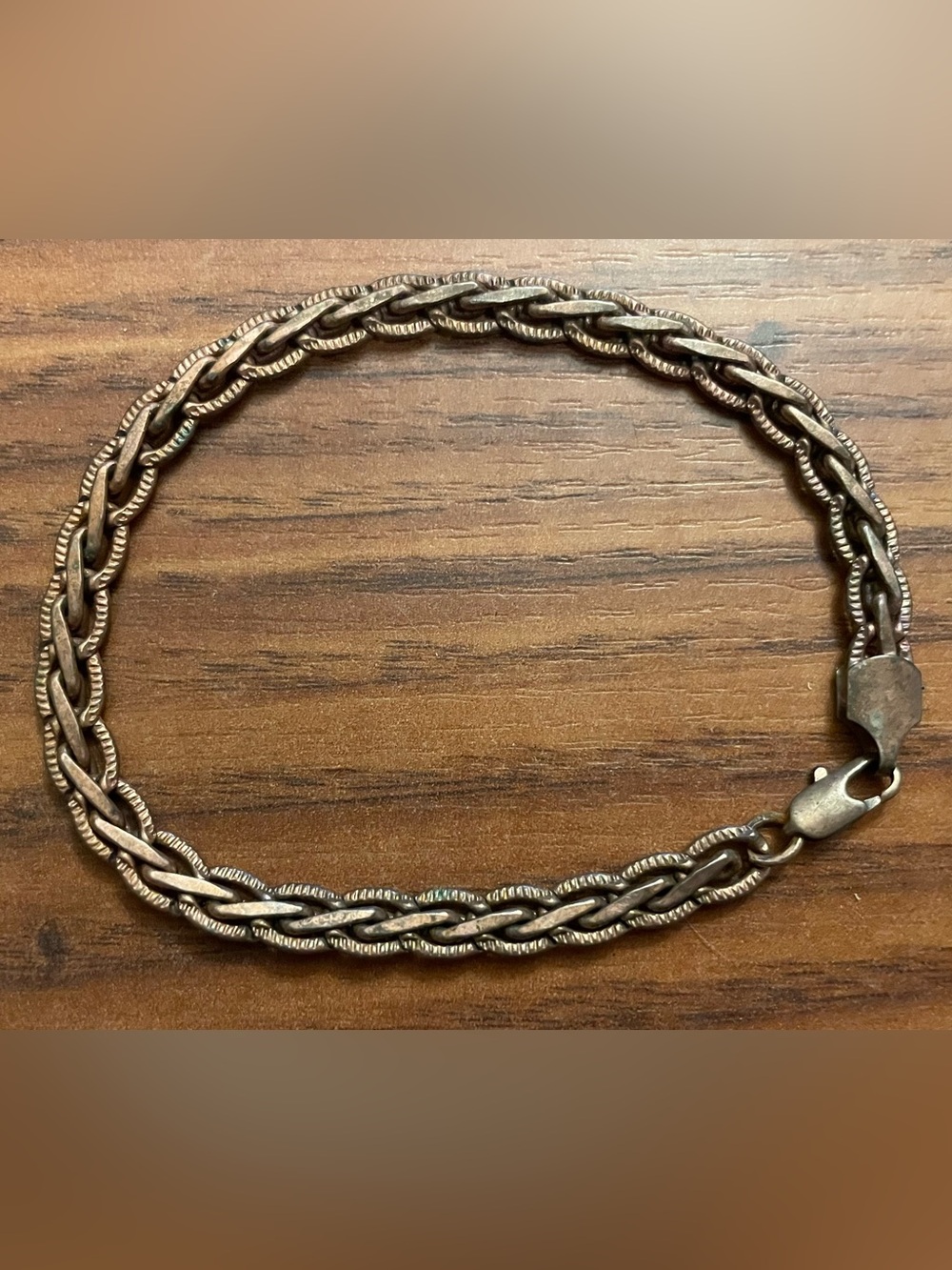 Vintage Braided Chain Bracelet in Antique Gold Tone